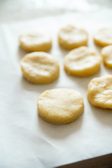 Making of cookies on the kitchen. Selective focus. 