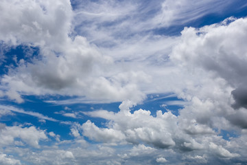 Blue sky with clouds background.