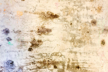 Obraz premium Background concrete wall, traces of weathering, worn wall damaged paint old paint. Remains of old paint on the painted concrete surface. Grungy destruction surface.