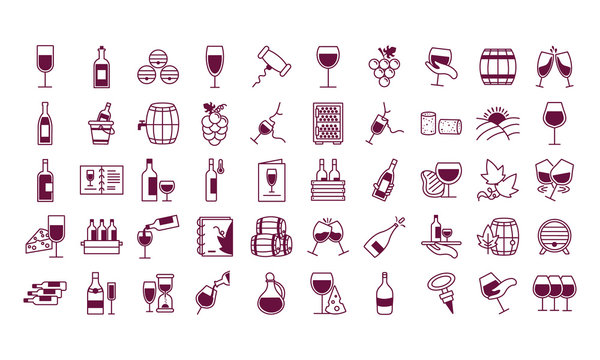 bundle of fifty wine set icons