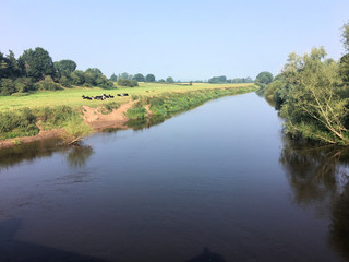 A view of the River Dee at Farndon in Cheshire