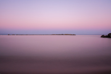 Calm morning sea surface. Morning seascape. Long Exposure.

