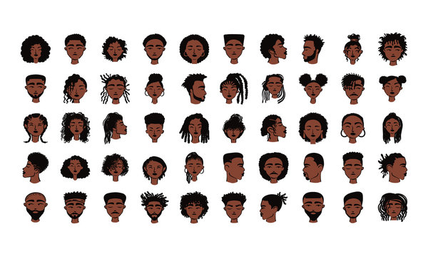 group of fifty afro ethnic people avatars characters