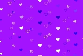 Light Purple vector template with doodle hearts.