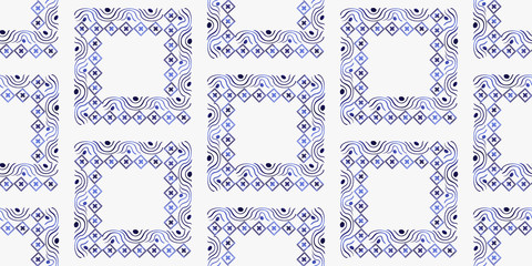 Obraz premium trendy stripes pattern Vector blue line hand drawn seamless