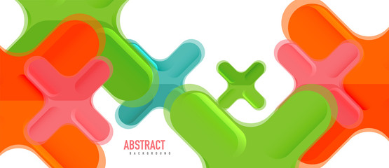 Obraz premium Glossy multicolored plastic style cross composition, x shape design, techno geometric modern abstract background. Trendy abstract layout template