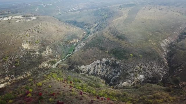 Flight over the hig hils in autumn