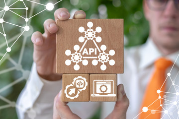 Concept of API Application Programming Interface, Software Integration, Web Development. Technology...