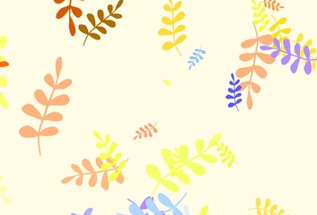 Light Multicolor vector doodle template with leaves.