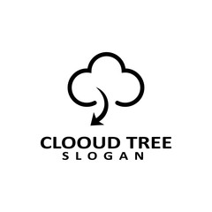 Cloud tree logo template design vector