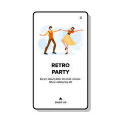Retro Party Dancing Young Man And Woman Vector