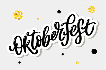 Fototapeta na wymiar Oktoberfest celebration background. Happy Oktoberfest in German Lettering typography. Beer festival decoration badge icon.
