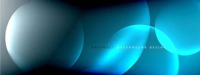 Vector abstract background liquid bubble circles on fluid gradient with shadows and light effects. Shiny design templates for text