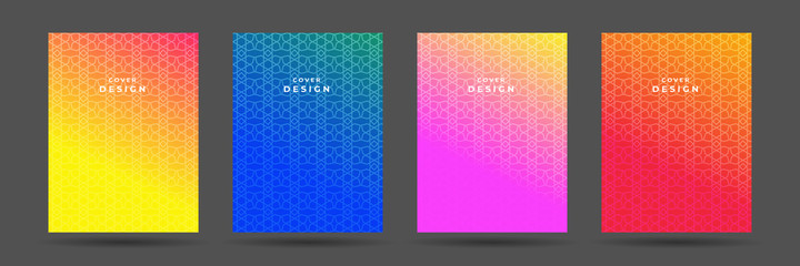 Abstract pattern texture book brochure poster cover gradient template vector set. Modern abstract covers set, minimal covers design. Colorful geometric background, vector illustration.