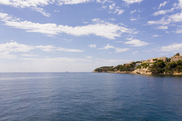 Drone photography of mallorca coastline. magaluf