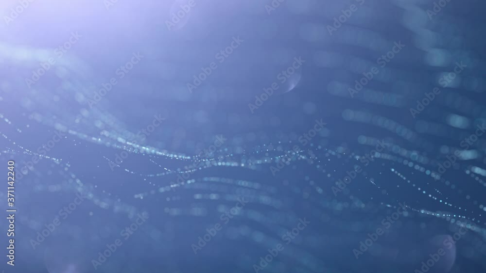 Aufkleber loop features animated technology based shapes, connected white lines and blurry dots on a blue shin