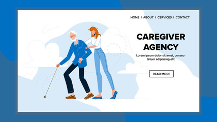 Caregiver Agency Service For Help Old Human Vector