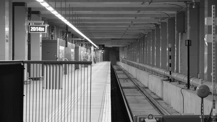 Station platform and railway tracks