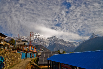 Annapurna mountain range along the base camp trail, Nepal