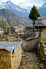 Fototapeta na wymiar View of a village in Ghandruk, Nepal