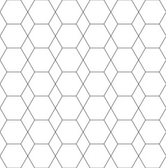 Vector seamless geometric pattern. Modern thin hexagon grid texture.