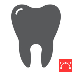 Tooth glyph icon, dental and stomatolgy, tooth sign vector graphics, editable stroke solid icon, eps 10.