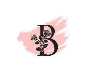 Beauty Rose logo vector logo design template, feminine B sign line petal beauty salon. Flower B Letter Icon.
