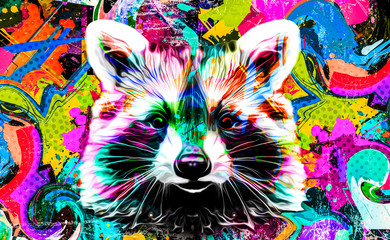 Raccoon on white background art © reznik_val