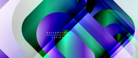 Vector geometric abstract background with lines and modern forms. Fluid gradient with abstract round shapes and shadow and light effects