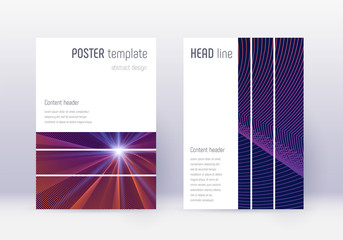 Geometric cover design template set. Violet abstra