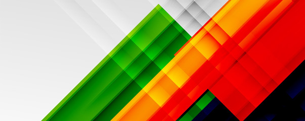 Geometric abstract backgrounds with shadow lines, modern forms, rectangles, squares and fluid gradients. Bright colorful stripes cool backdrops