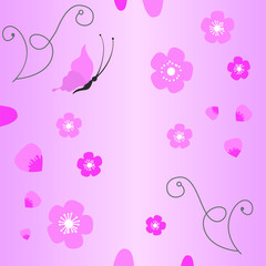 Floral and butterfly fun beauty background poster vector design illustration