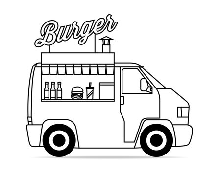 Ein deutscher Bus umgebaut zu einem Burger-Truck