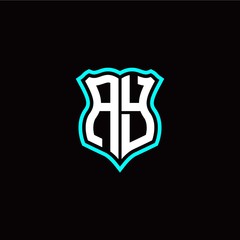 Initial A Y letter with shield style logo template vector