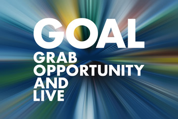 GOAL - Grab Opportunity And Live acronym, business concept background