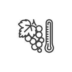 Bunch of Grapes and thermometer line icon. linear style sign for mobile concept and web design. Wine production outline vector icon. Symbol, logo illustration. Vector graphics