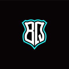 Initial B Q letter with shield style logo template vector