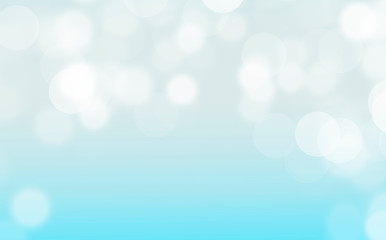 Obraz premium White lights bokeh, defocus glitter blur on soft blue background. illustration.