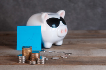 rise in the real estate market. piggy bank with coins