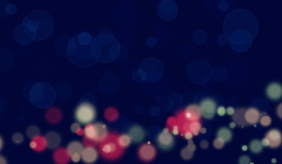 Abstract, Colorful Bokeh light on blue dark background.