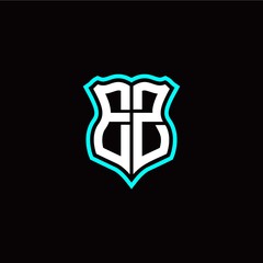 Initial E Z letter with shield style logo template vector
