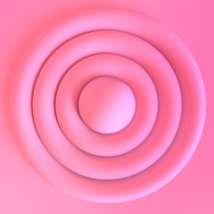 3D render. Monochrome pink Scene with simple geometrical forms in minimal style.