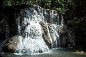 Fototapeta premium Photo of Mae Khamin Waterfall, Kanchanaburi, Thailand