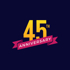 45th Years Anniversary Celebration Icon Vector Logo Design Template