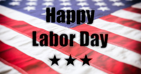 Happy Labor Day text on USA flag background, banner