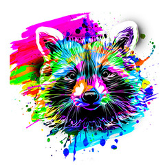 Raccoon on white background art © reznik_val