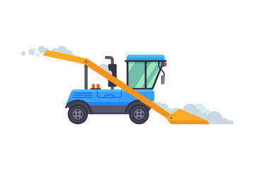 Winter Snow Removal Machine, Cleaning Road Vehicle Vector Illustration