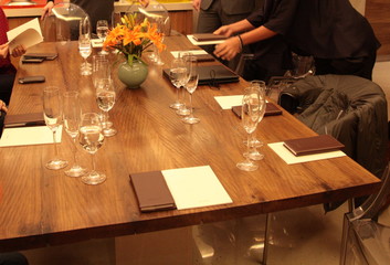 View of glass of Champagne and wine on the table for Wine tasting event