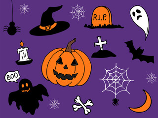 Fototapeta premium Halloween design elements. Halloween design elements, logos, badges, labels, icons and objects.