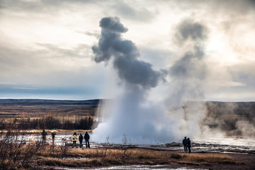 Fototapeta premium Geysir, sometimes known as The Great Geysir, is a geyser in southwestern Iceland. (A Couple ''May be Prince and Princess